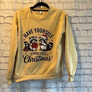 ⭐️ Unique “ Racoon Sweatshirt “Have Yourself a Feral little Christmas” men M